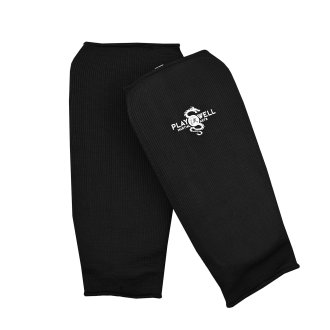 Elasticated Cotton Shin Pads - Black