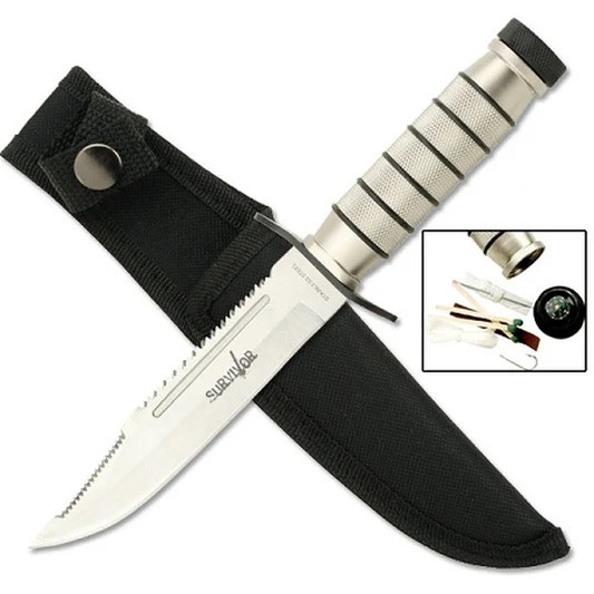 Survivor 9.5\" Fixed Blade Knife With Survival kit - HK-695