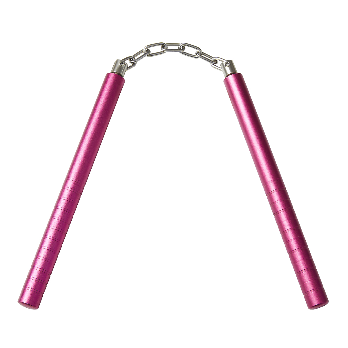 Heavy Slim Aluminium Nunchaku With Chain: Pink - 10\"