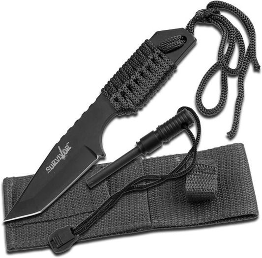 Survivor 7\" Tanto Fixed Blade Paracord Knife - HK-106320B