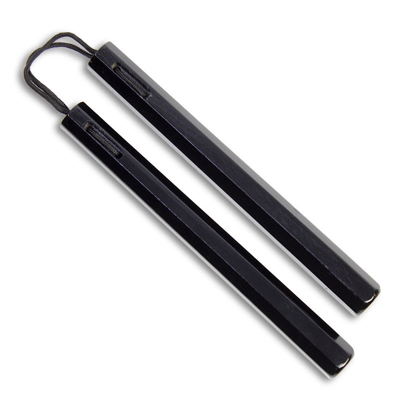 NR-03714: Nunchaku Octagonal with Cord 14\" : Black