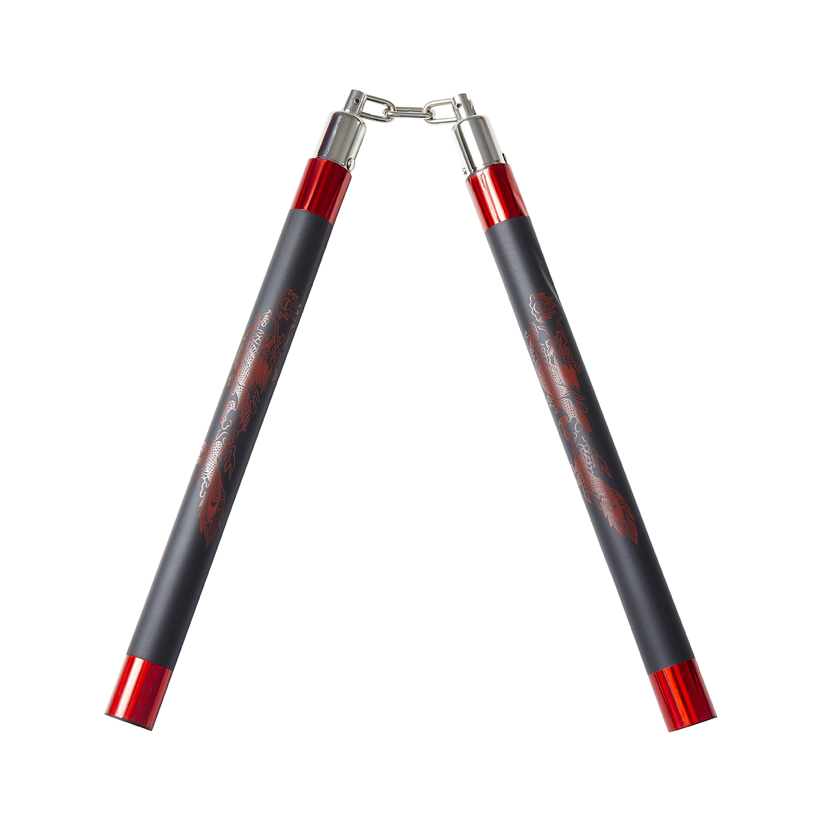 Deluxe Foam Speed Nunchucks With Chain - Black/Red - 11\" - PRE O