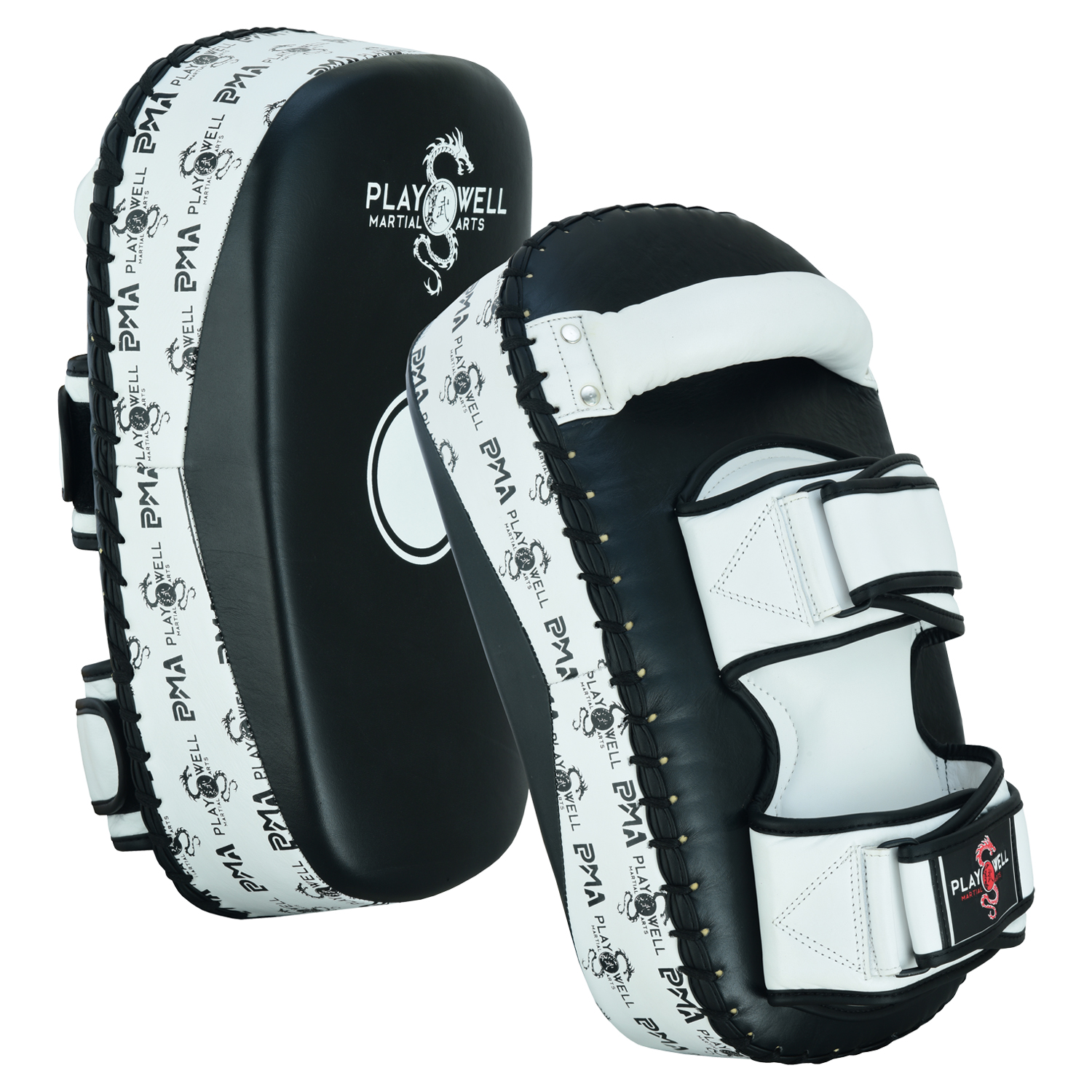 Playwell Elite Deluxe \" Logos\" Leather Curved Thai Pad