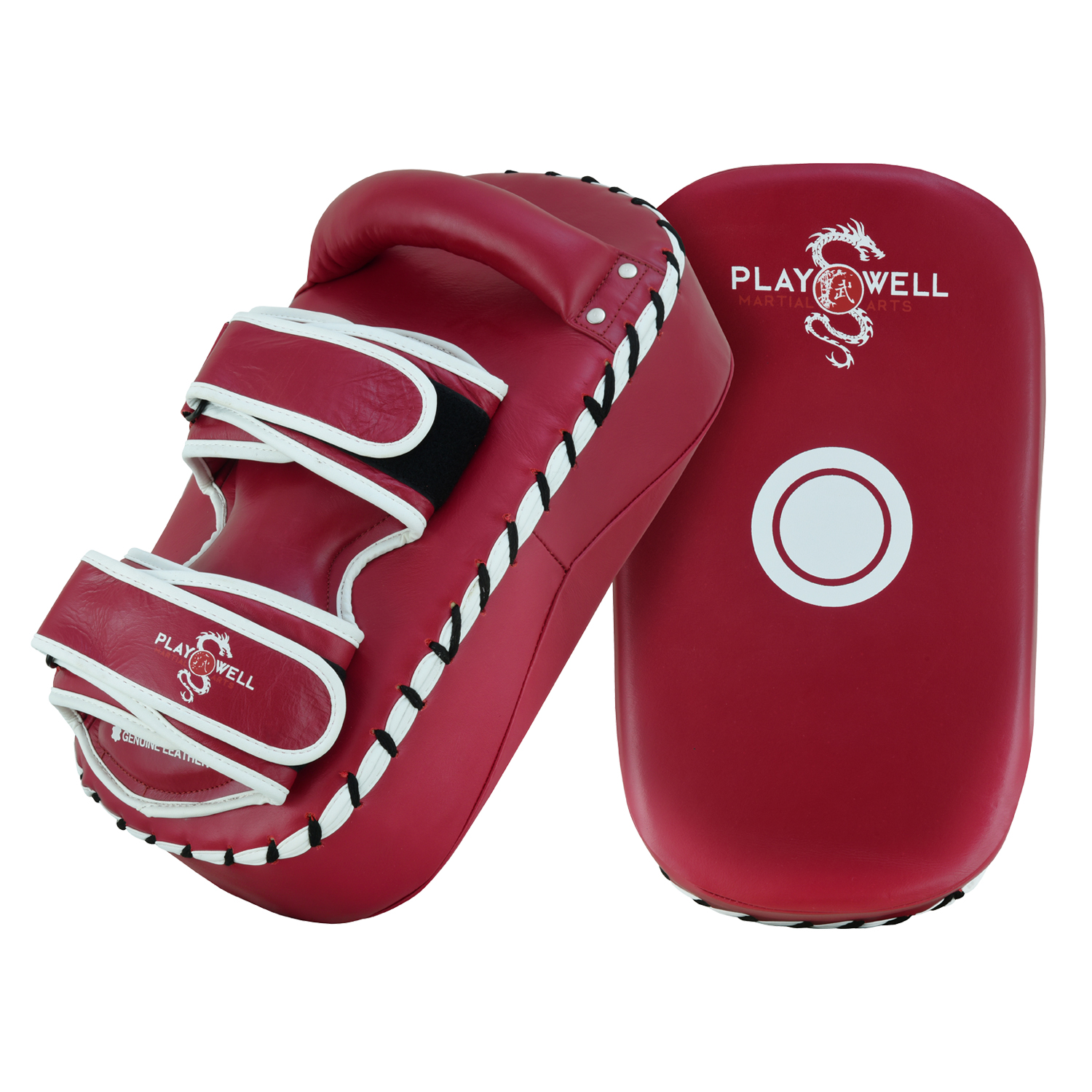 Playwell Elite \" Maroon Series \" Leather Curved Thai Pad - PAIR