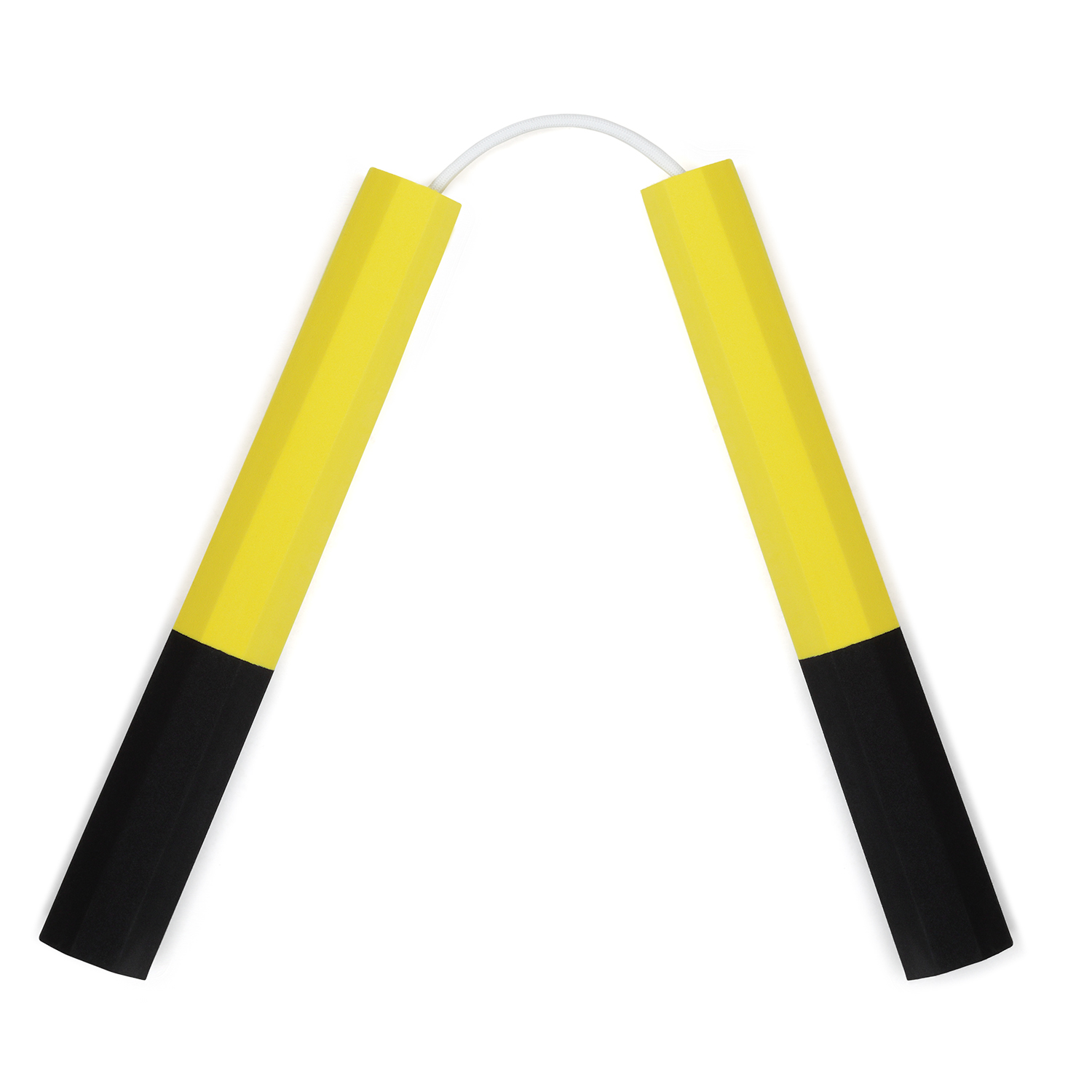 NR-012b: Octagonal Dense Foam Nunchaku Yellow/Black - 10\"